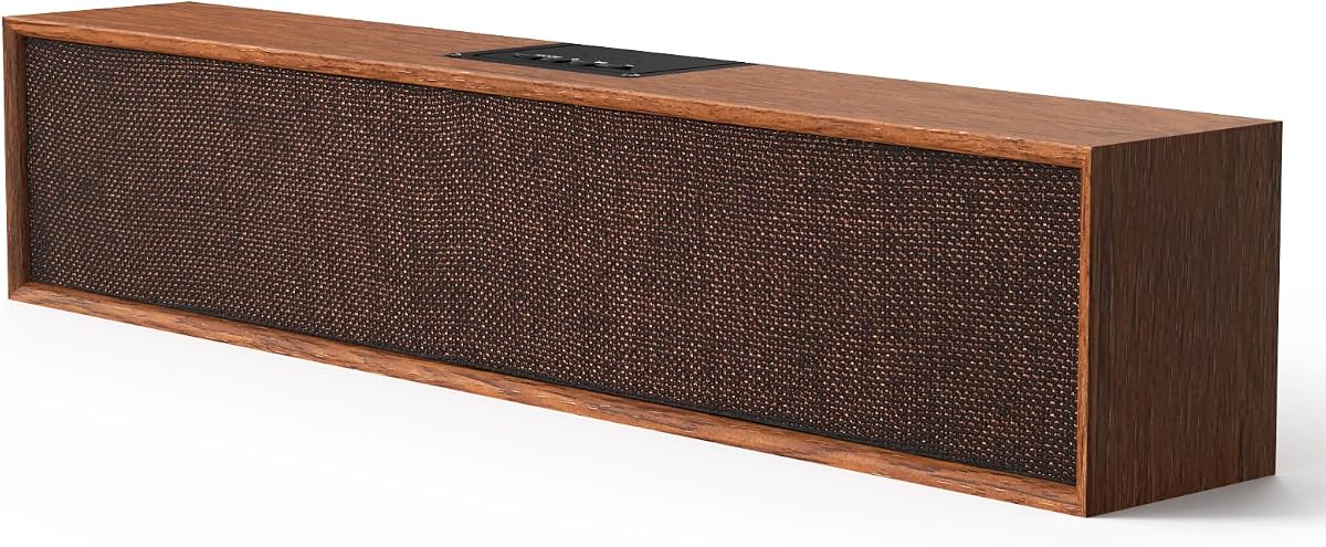 Retro Wood Computer Speaker Bluetooth 5.3 | Wooden retro PC soundbar with Bluetooth 5.3 and USB connectivity. Universal compatibility for desktop, laptop and smartphone.