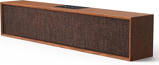 Retro Computer Speakers - Wooden Sound Bar with Bluetooth 5.3 & USB Connectivity | Universal Compatibility for PC, Desktop, Laptop, Monitor, Tablet & Smartphone