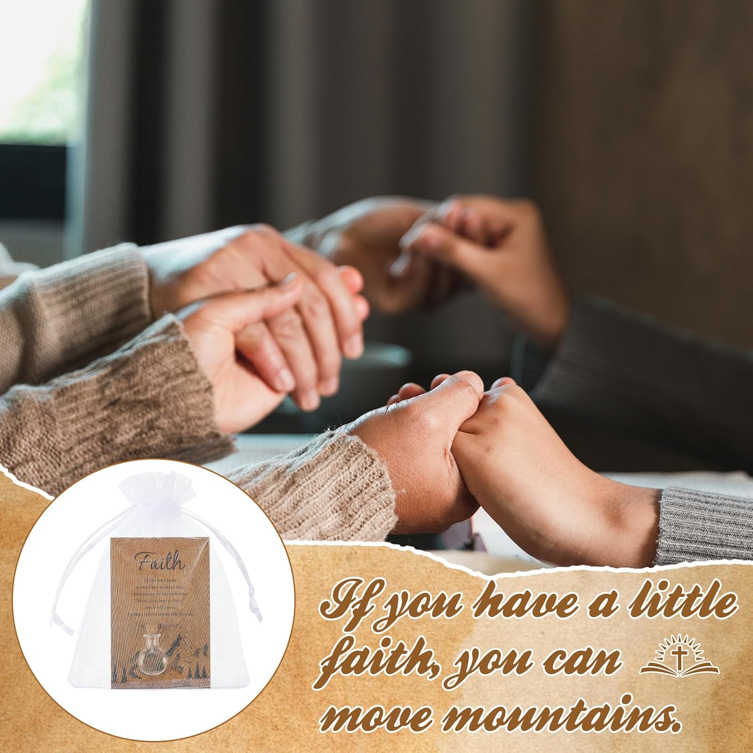 Funnymoom 50 Pack Faith Gifts for Women Christian Church Supply Baptism Religious Gift for Church Wedding Birthday Mustard Seed