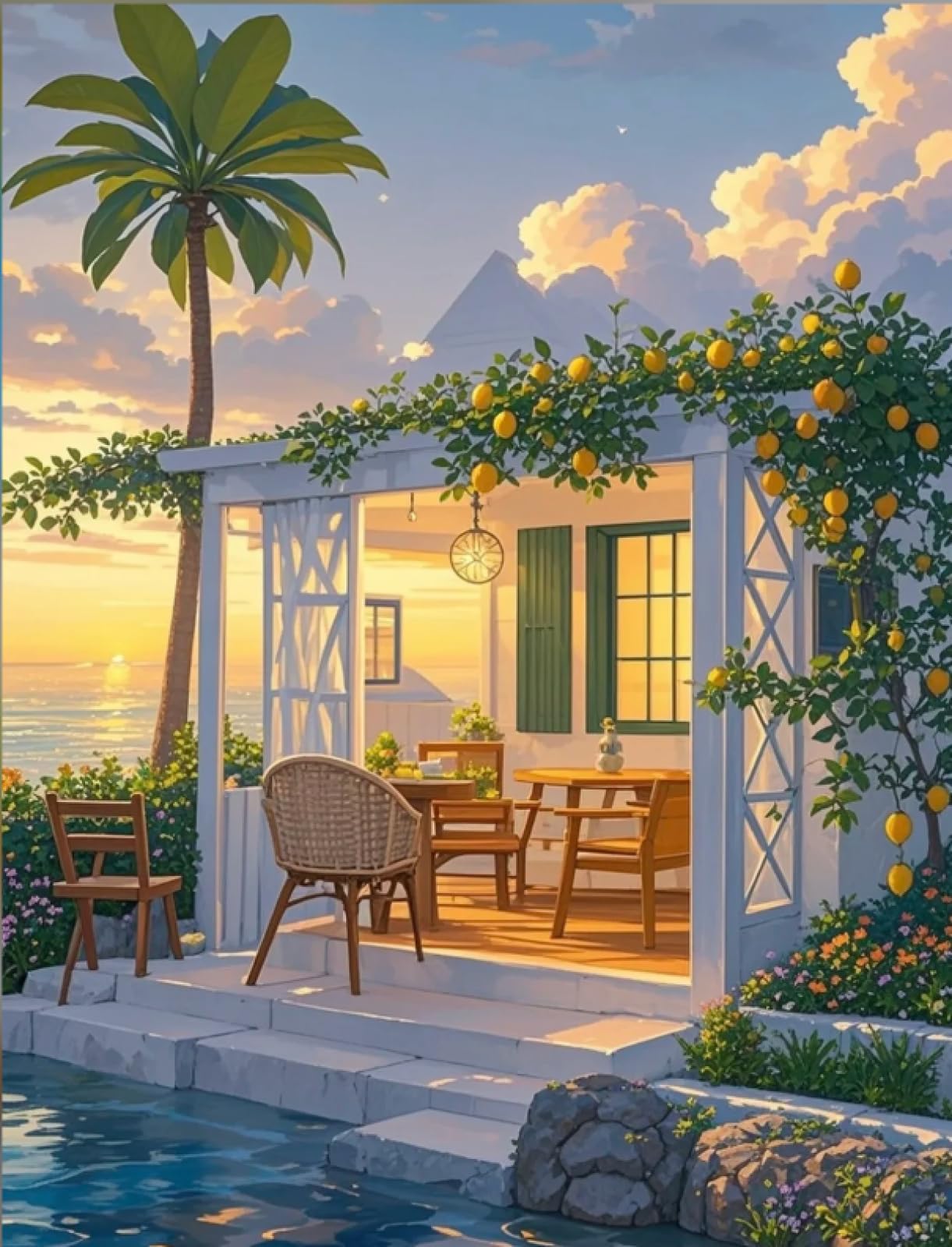 Stithej Stamped Cross Stitch Kit Seaside Lemon 11CT for Adult Beginners