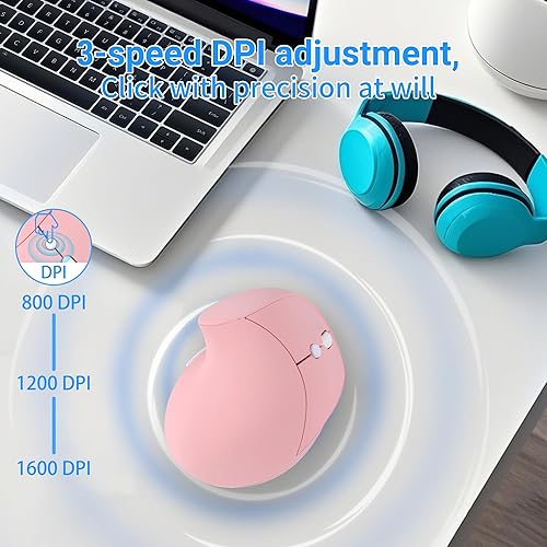 Miniatura 4 de Mouse inalámbrico vertical de 2.4G con receptor USB, 6 botones, diseño vertical ergonómico hacia adelante y hacia atrás, ratones verticales