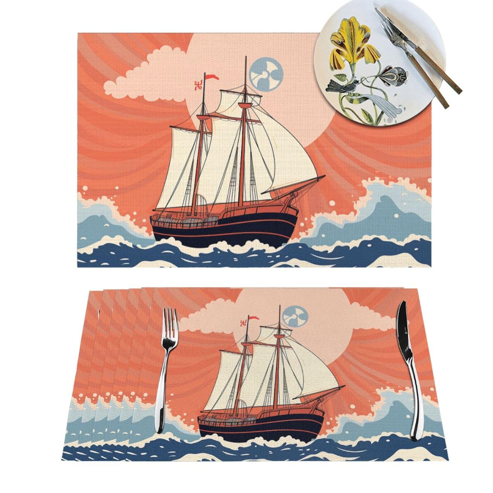 Set de table tissé vagues de l'océan de qualité supérieure en PVC