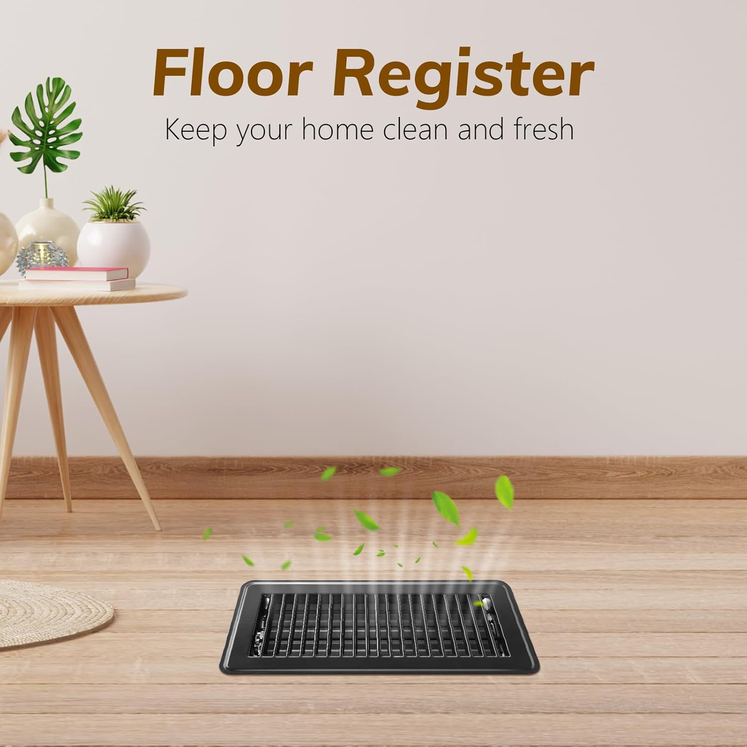 4Pcs Floor Vents Floor Registers 4x10 Inch, Heavy Duty Metal Hot Air Vent Covers 4x10 Inch with Rust-Proof Finish for Home Heater Floor Vent Grilles and Vents (4, Black, 4x10 Inches)