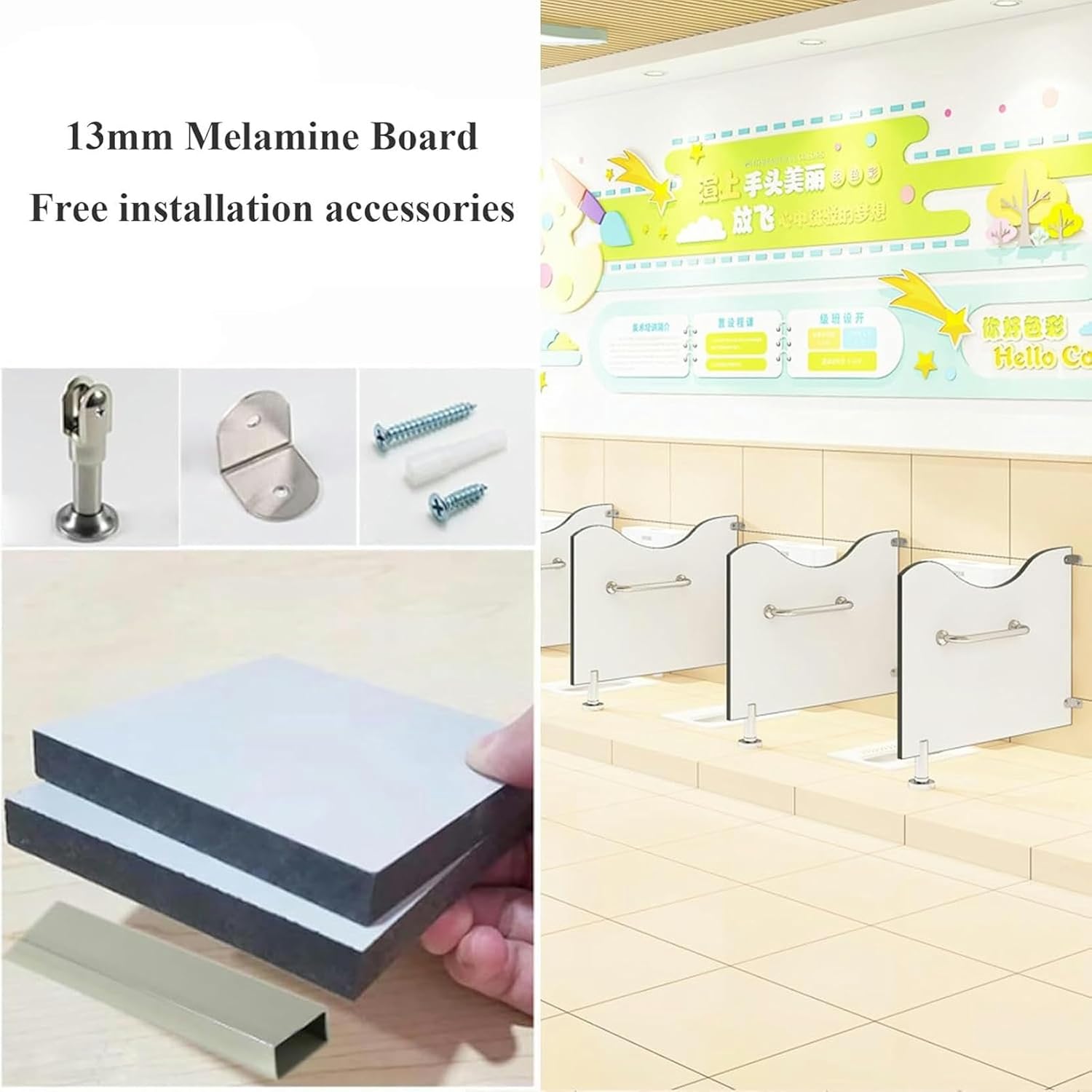 Wall-Mounted Urinal Partition,Panel Urinal Privacy Screen,Childrens Urinal Screen Toilet Partition,Floor-Mounted Toilet Protection Divider,Urinal Baffle Toilet Partition,for Kinder