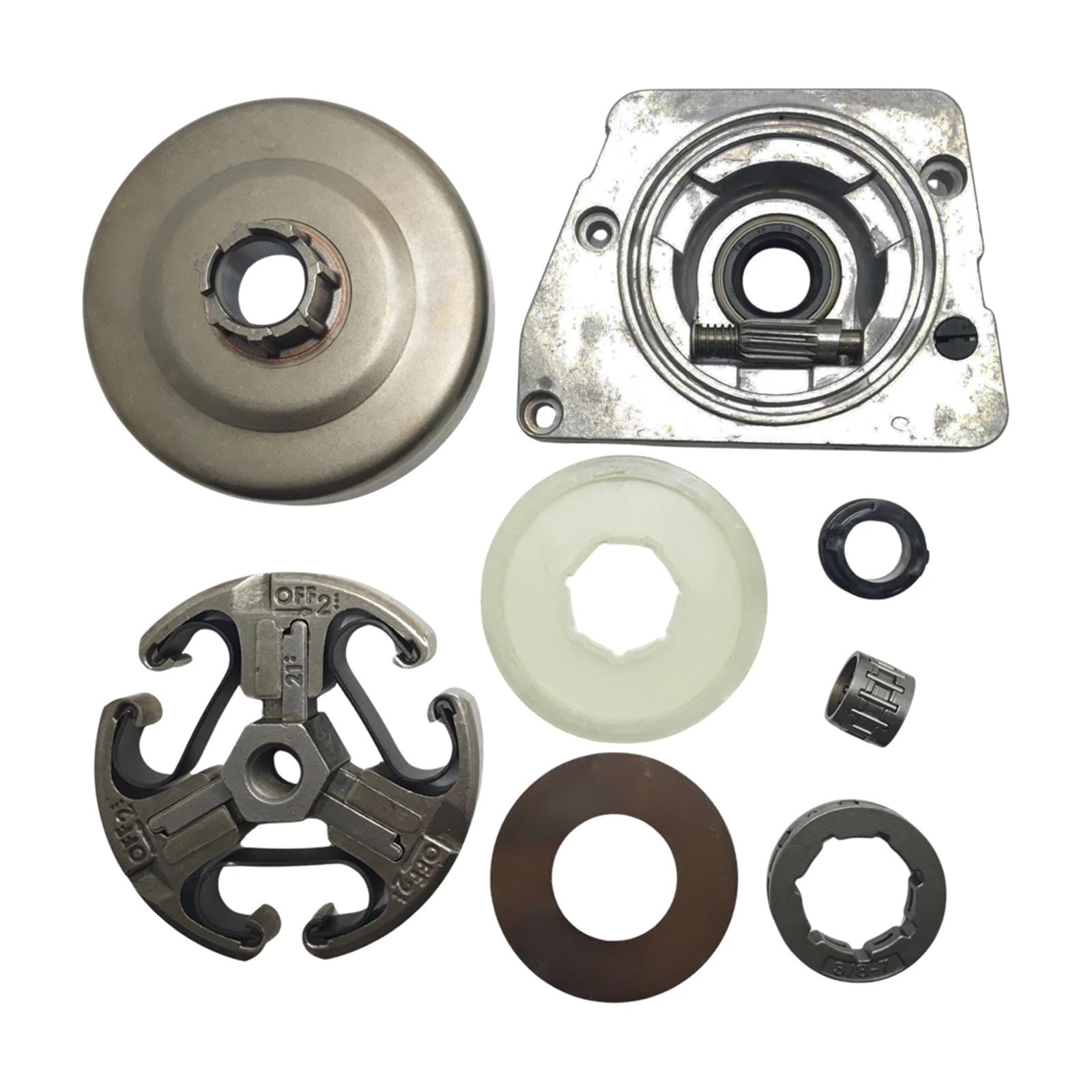 Ajuste for HUSQVARNA 61 66 266 268 272 piezas de motosierra herramientas de jardín 3/8 "tambor de embrague bomba de aceite llanta piñón engranaje de tornillo sin fin Kit