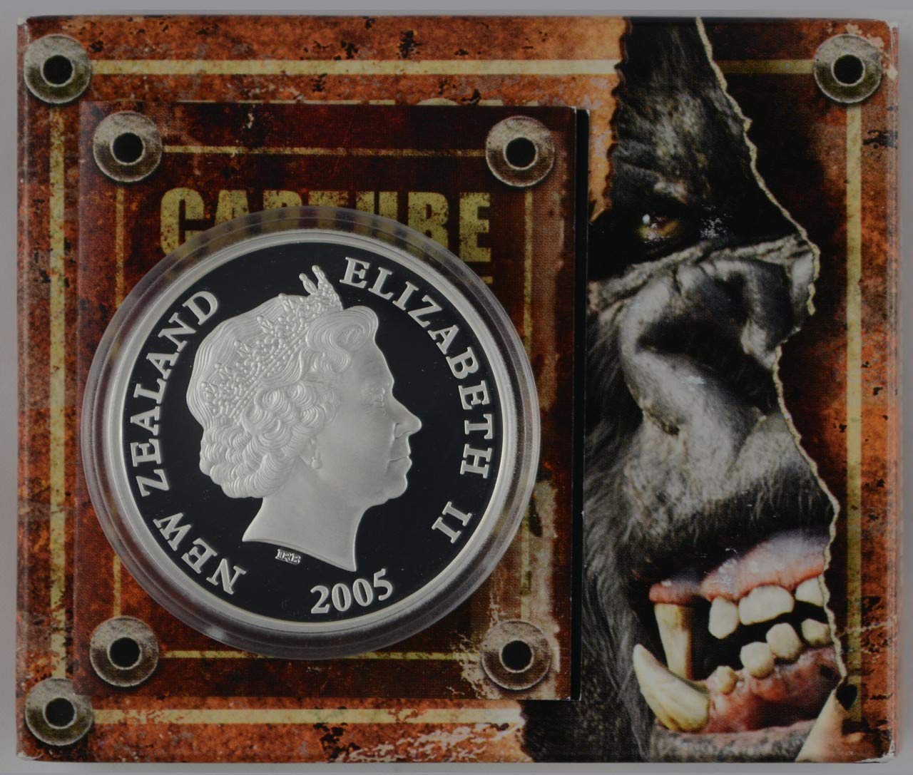 2005 NZ Silver Dollar Proof Coin - King Kong $1 Uncirculated Reserve Bank Of New Zealand