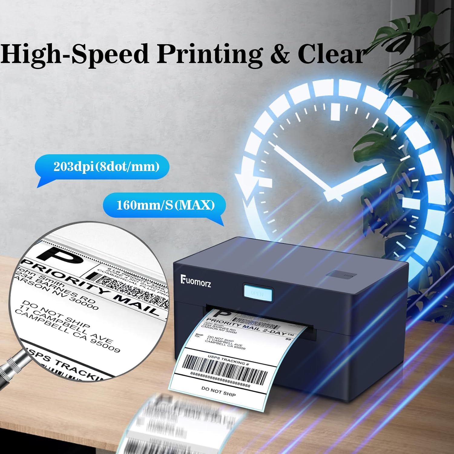 Thermal Shipping Label Printer for Small Businesses，4x6 Wireless Shipping Label Printer，Bluetooth Label Maker Support Android,Mac,iPhone and Windows,Used for Amazon,Ebay,Shopify,Etsy,USPS