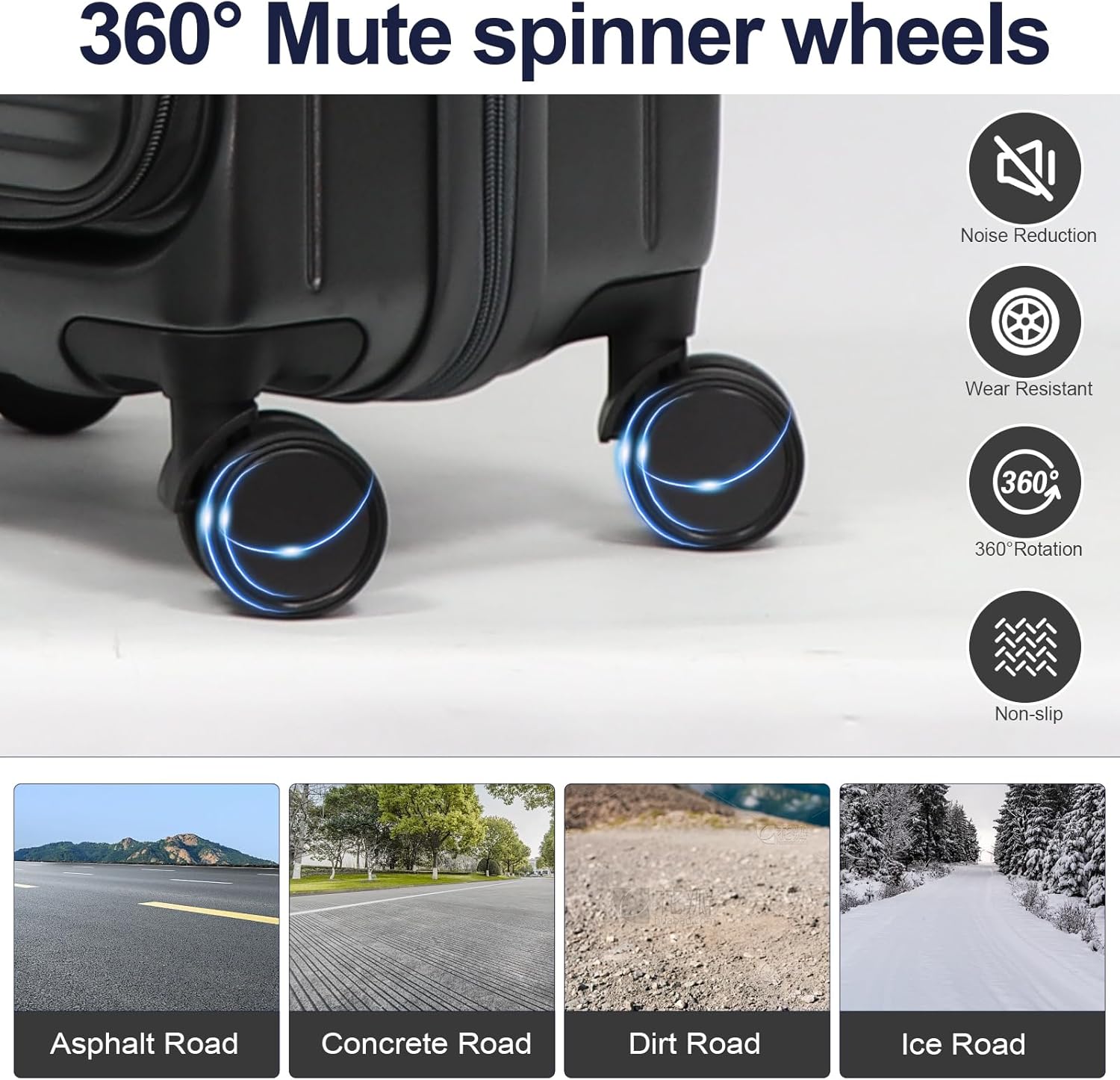 Hardshell Luggage Sets 3 Piece with Spinner Wheels, Expandable Carry On Luggage with Front Open Pocket, TSA Lock, Hardside Suitcase Set for Travel, Business, Plane