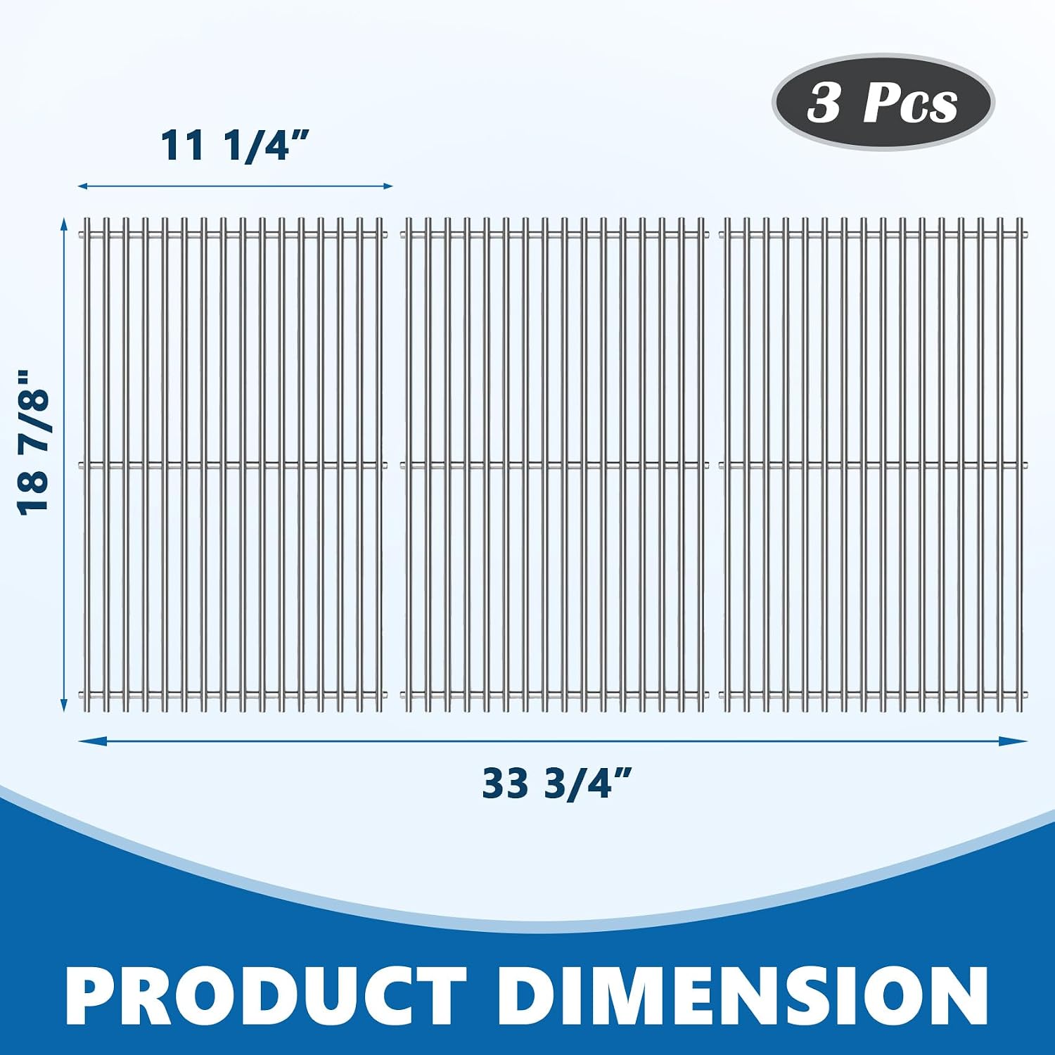 SafBbcue 66089/66097 18.75" Stainless Steel Cooking Grates Replacement Parts for Weber Genesis II E-410 S-410 E-435 S-435 Genesis II LX E-410 LX E-440 Genesis II LX 440 SE-410 Grill Grid & Grate