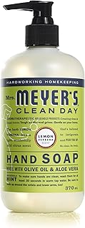 Mrs. Meyer's Clean Day Liquid Hand Soap, Cruelty Free and Biodegradable Hand Wash Made with Essential Oils, Lemon Verbena Scent, 370 ml Soap Pump Bottle