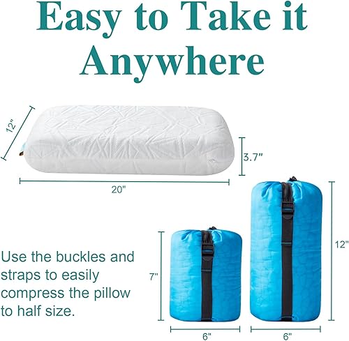 Miniatura 4 de Small Gel Memory Foam Camping Pillow Travel - Contoured Support -Compressible Pillow Ideal for Backpacking, Camping, Travel, Car, Airplane,Office Nap