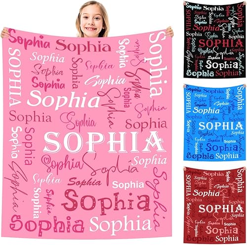 Mantas súper suaves personalizadas con nombre para niños y adultos, mantas personalizadas con nombre para bebé, niño, niña, hijo, hija (7 tamaños)
