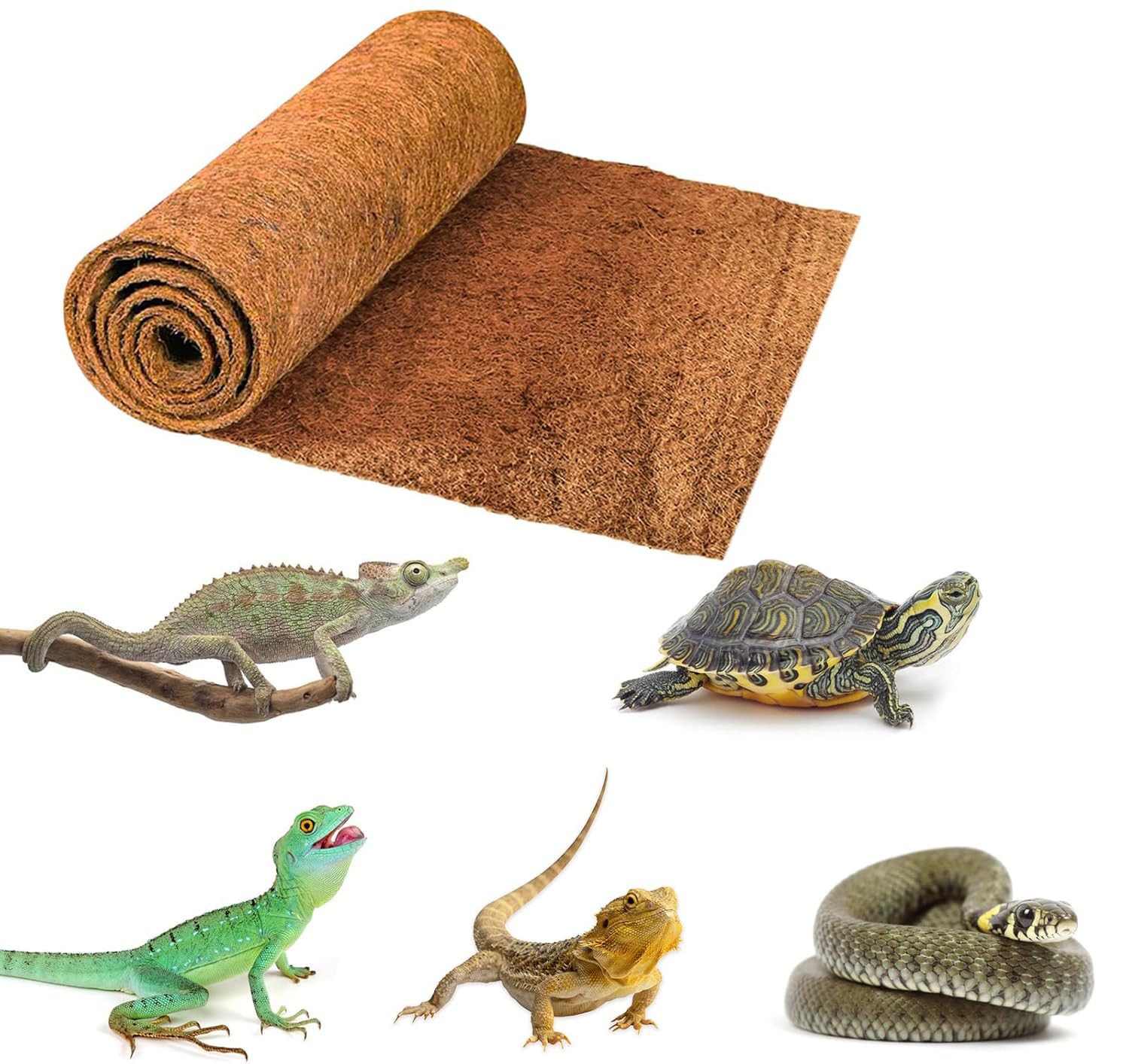 Reptile Carpet,Coconut Fiber Substrate,Lizard Cage Mat,Coco Fiber Liner,Snake Bedding,Natual Coconut Fiber Carpet for Bearded Dragon,Turtles,Iguana,Tortoises 100 * 40CM)