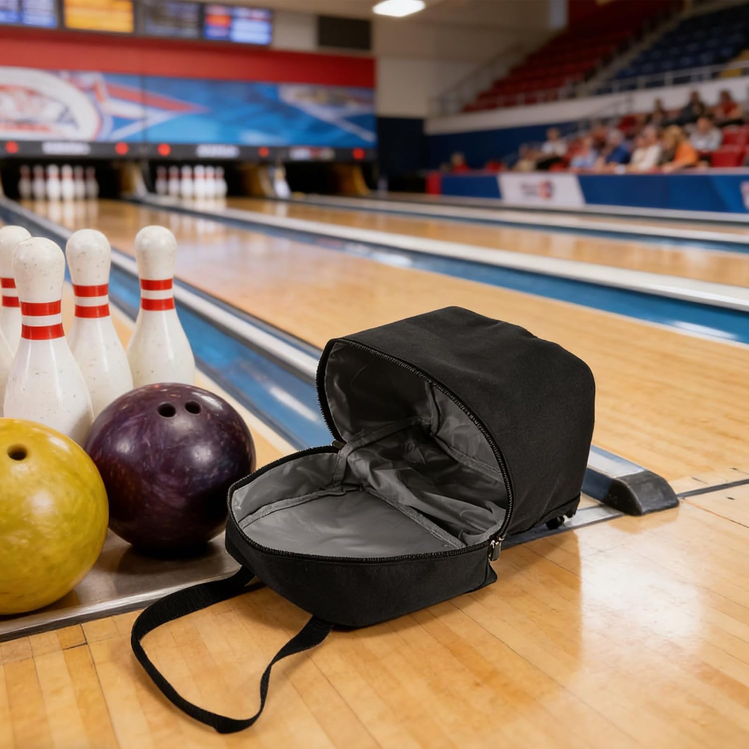 Baluue Portable Single Ball Bowling Storage Bag with Scratch Protection and Waterproof Oxford Cloth, Featuring Multiple Internal Compartments for Organized Storage, for Training