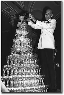 GEORHJ Canvas Art Poster Champagne Tower 1920s Wall Art Pouring Over Stacked Glasses Black and White Print Alcohol Poster Living Room and Bedroom Office Decoration 20x30inch without Frame