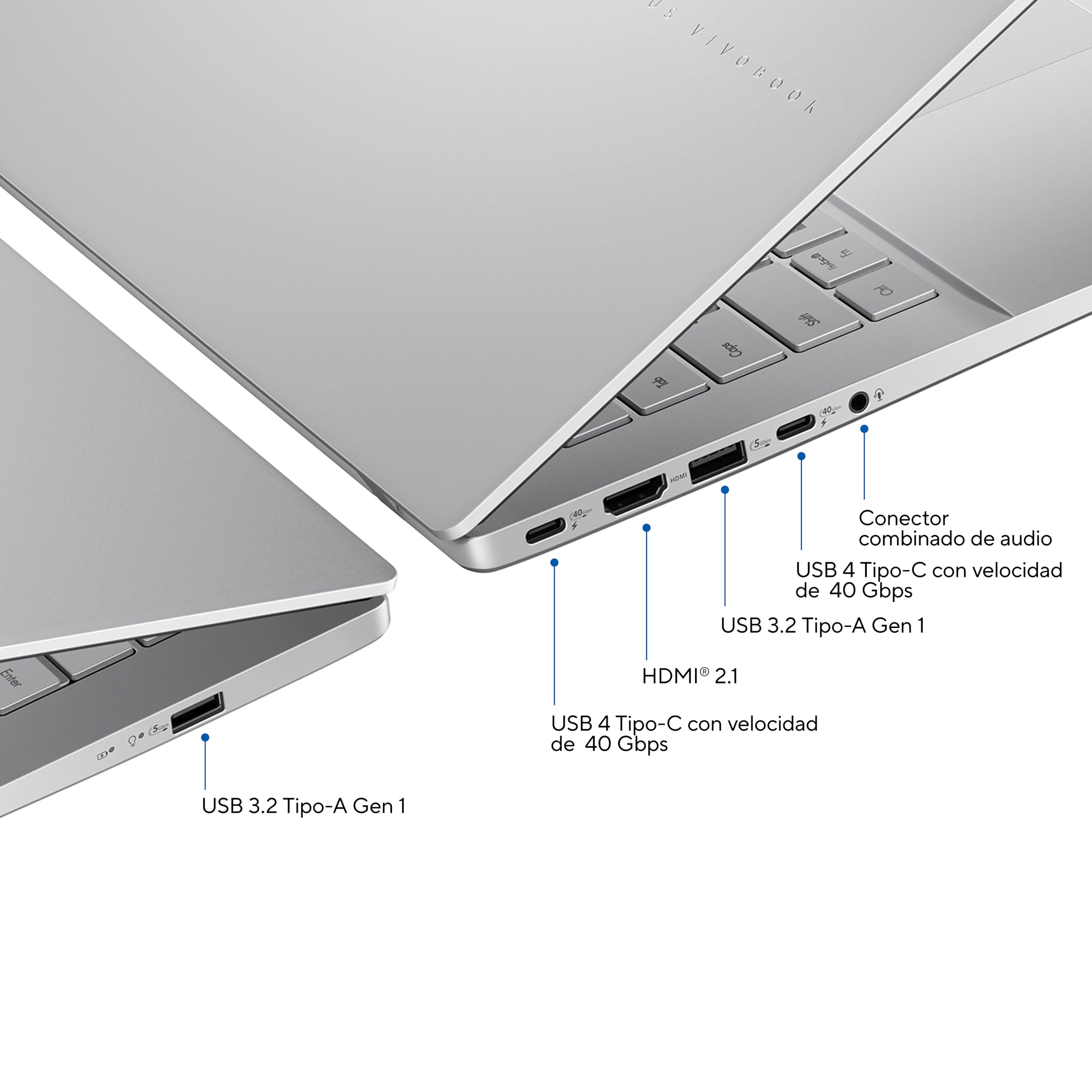 ASUS Vivobook S 14 S3407CA-LY040W - Ordenador Portátil 14" WUXGA (Intel Core Ultra 7 255H, 16GB RAM, 1TB SSD, ARC 140T, Windows 11 Home) Gris Mate - Teclado QWERTY español — view 2