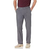 Amazon Essentials Pantaloni Chino Classici con Parte Piatta sul Davanti Resistenti alle Pieghe (Disponibili in Taglie Extra Forti) Uomo, Carbone, 44W ,  34L