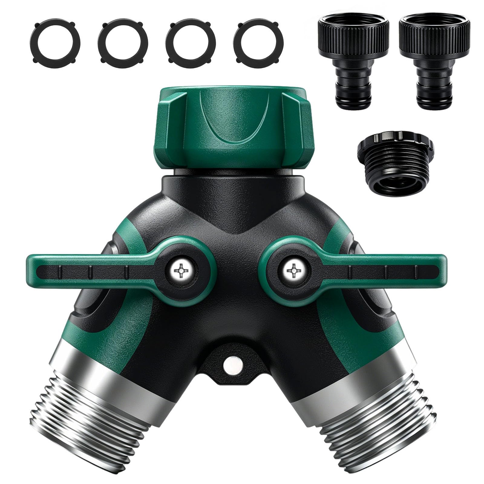 Garden Hose Splitter 2-Way, Y Connector with Valves for Outdoor Watering
