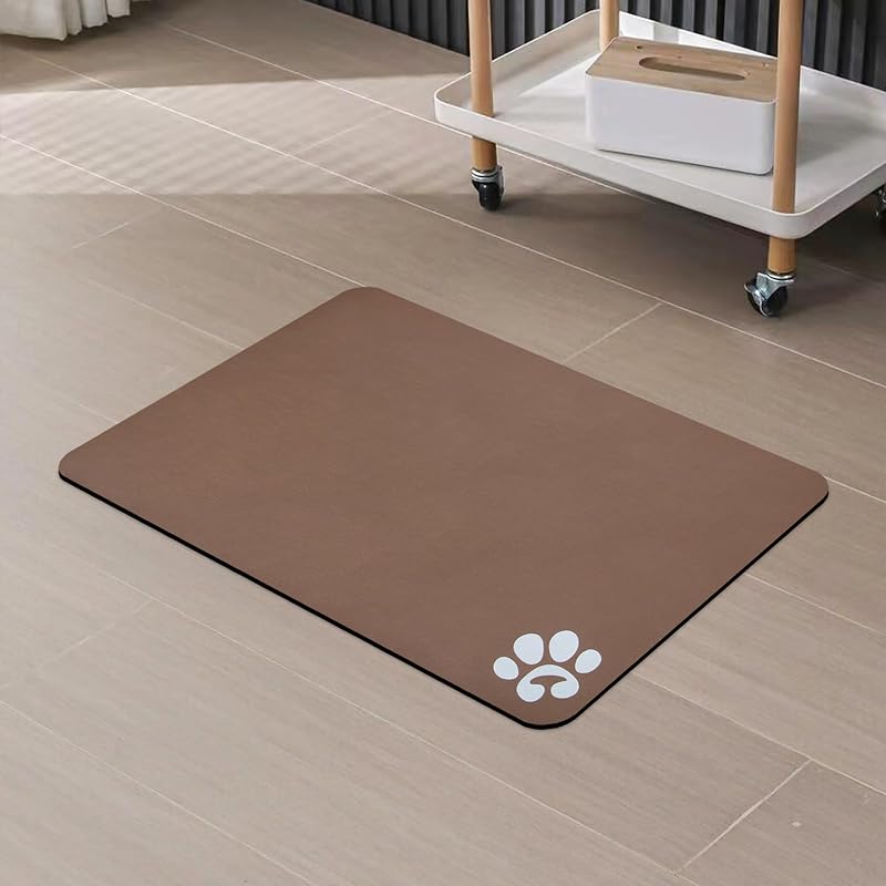 Tapete para Comedouro de Gatos YCT Superabsorvente com Base Antiderrapante Marrom – 46,0 x 30,0 cm