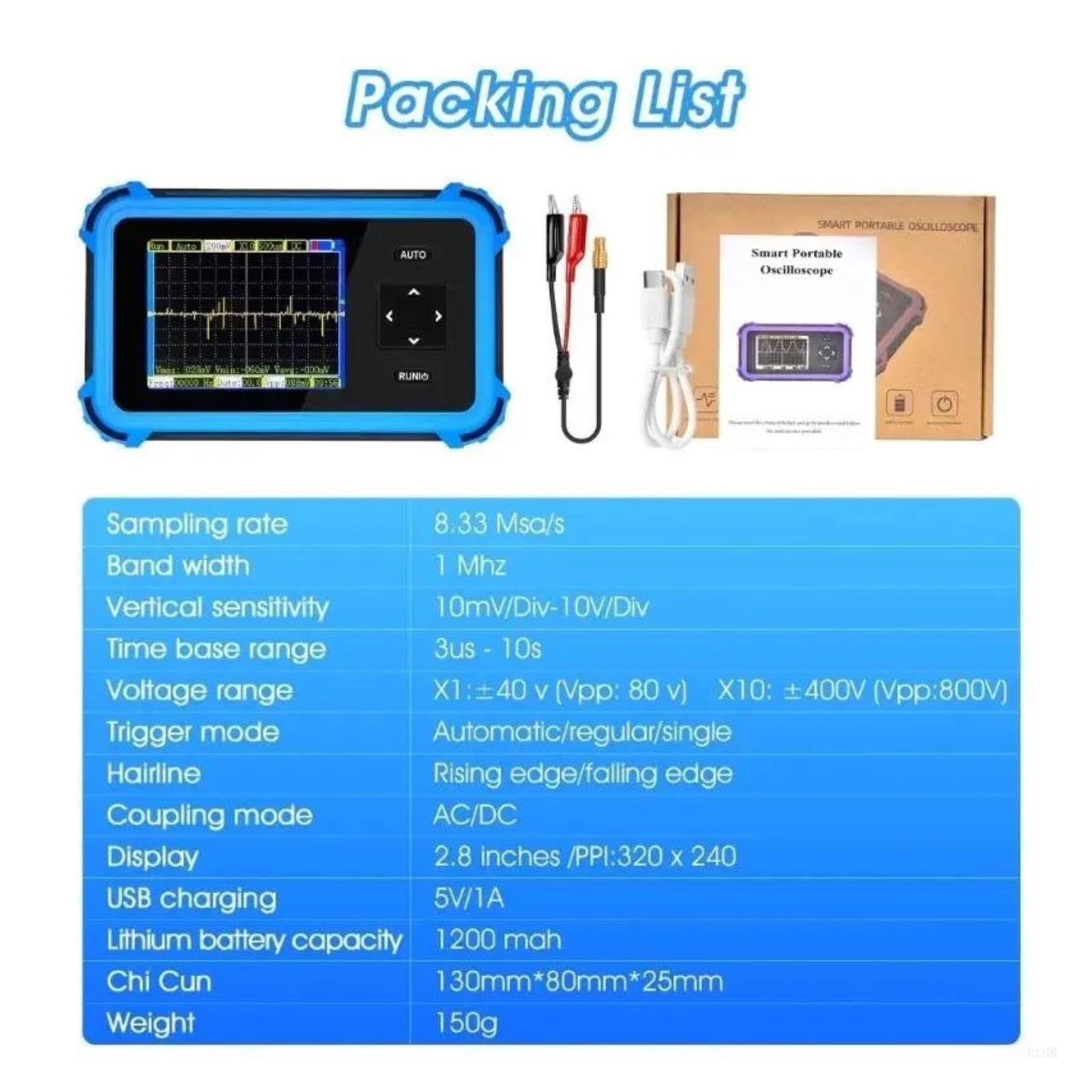 Osciloscopio digital, Osciloscopio digital de mano 930MHz Rango frecuencia 2.0W Potencia salida Enfriamiento eficiente