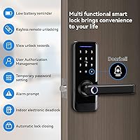 Vista 4 de Cerradura de puerta delantera inteligente con manija de palanca, teclado de entrada sin llave, cerrojo de huellas dactilares, control de aplicación