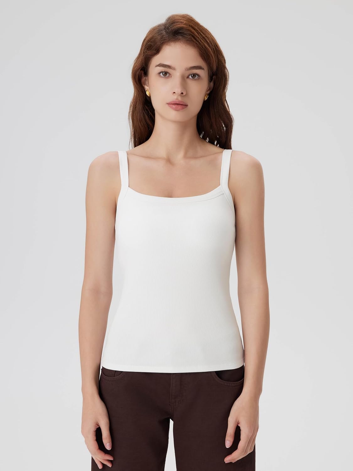 SUUKSESS Women Cotton Rib Padded Tank Tops Sleeveless Spaghetti Strap Square Neck Tops Summer Camisole Going Out Shirts - Image 6