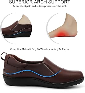 Hueneph Women's Comfort Coffee Leather Loafers Cute Casual Slip On ...