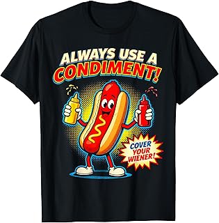 Always Use A Condiment Cover Your Wiener Funny Hot Dogs Pun T-Shirt