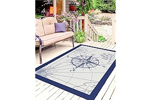 Navy Blue Nautical Outdoor Rug: Coastal Style for Your Patio, Deck, or Porch