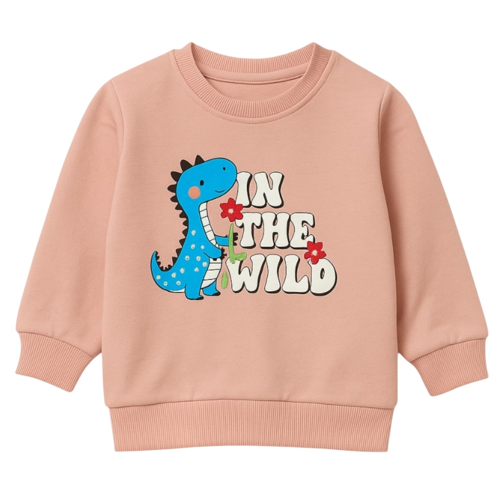 HuggleBug Cotton Terry Co-ord Set for Boys & Girls | Full Sleeves Top & Joggers | Peach | Unisex Loungewear for 1.5–6 Years | Soft & Comfortable Wear 3