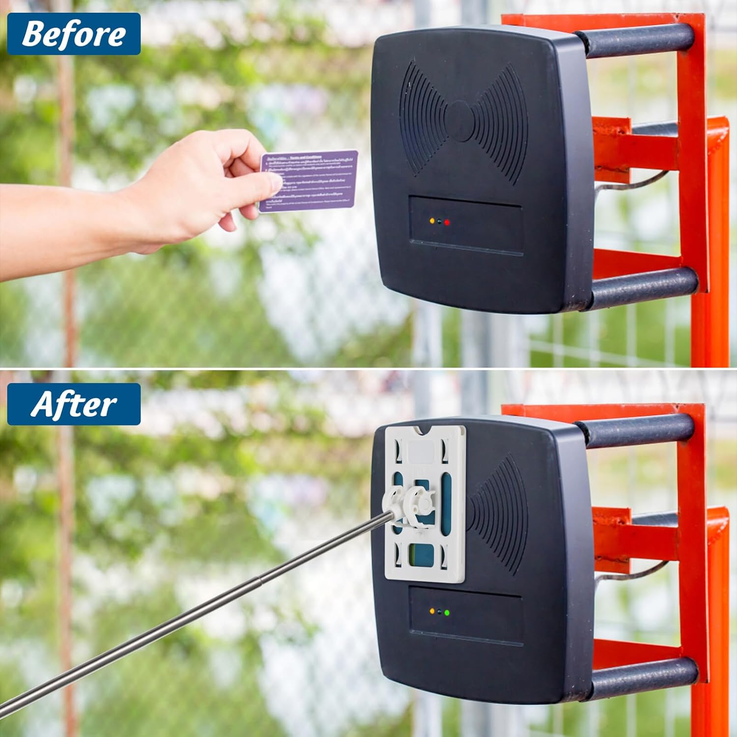 iplusmile 2Pcs Telescopic Parking Toll Swiping Rods with Extendable Card Holder for Contactless Vehicle Parking Payment and Garage Aids 23.62In Long