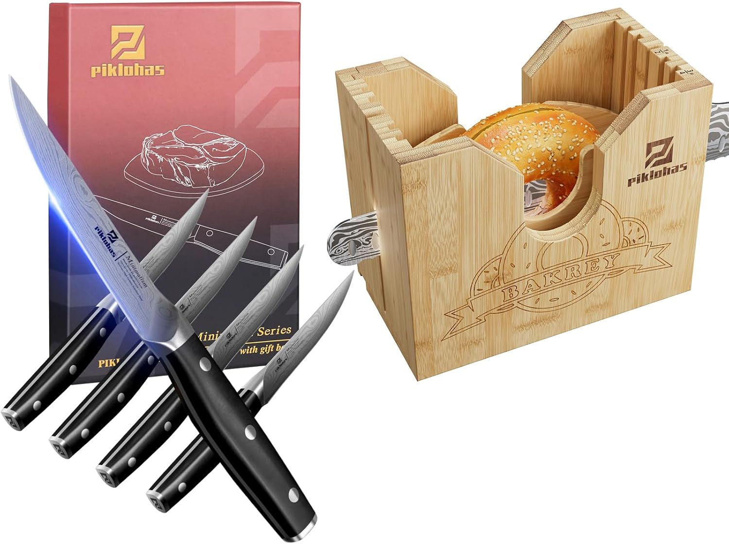 Bagel Slicer+Steak Knives Set of 4