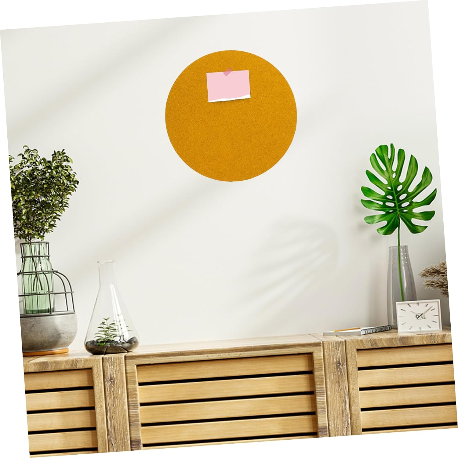 Round Self-Adhesive Cork Board Memo Board for Easy Installation Cute Decorative for Photos and Notes Display Office and Home