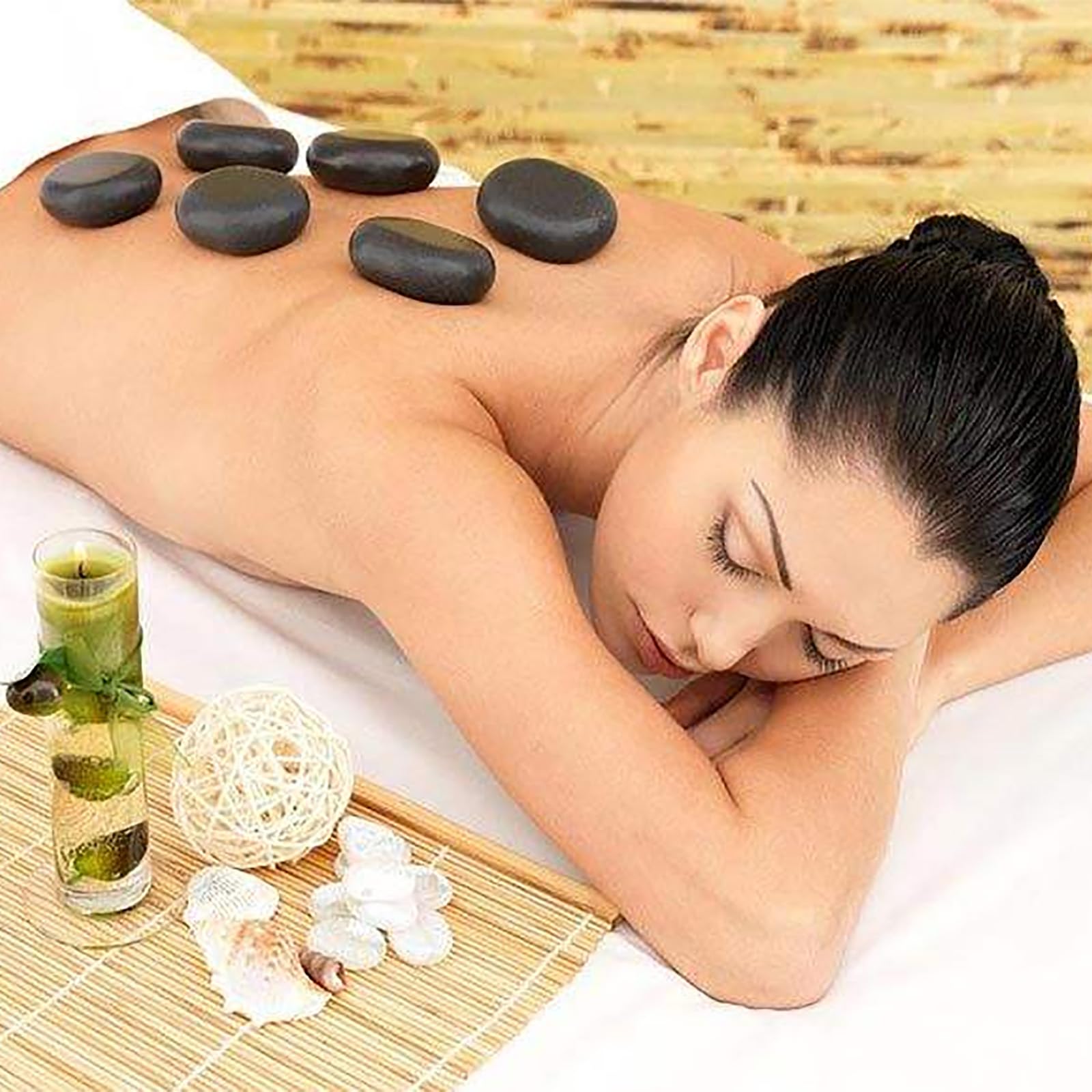 16-teiliges Set Für Die Massage Mit Heißen Steinen, Tragbarer Wärmer Mit Heizfunktion, Zur Schmerzlinderung Und Entspannung – Ideal Für Die Anwendung Zu Hause Im Rahmen Von Wellnessanwendungen.
