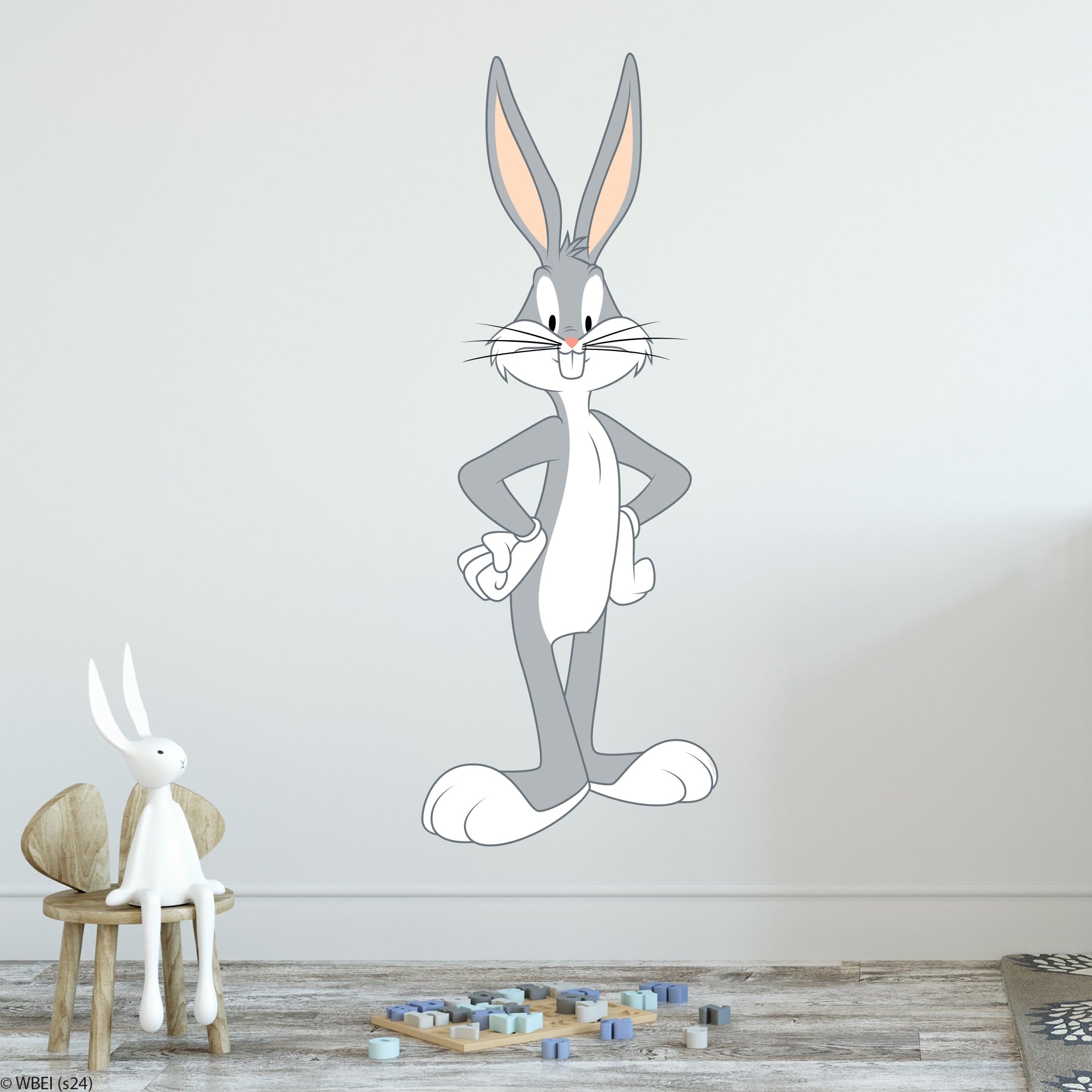 Themed Blue Looney Tunes Wall Sticker - Bugs Bunny Stood Up Wall Decal Art (60Cm Height X 20Cm Width)