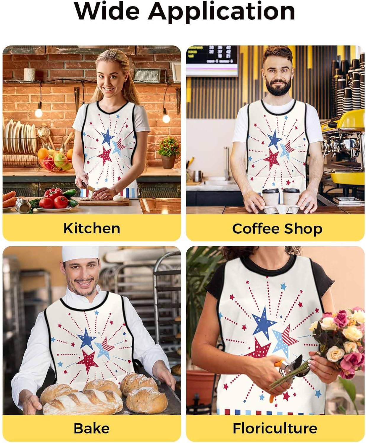 Skull Pumpkins Cobbler Aprons with 2 Pockets for Women Men, Halloween Boho Geometric Yellow White Stripes