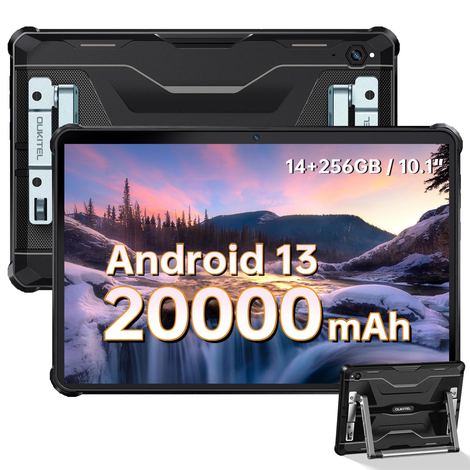 OUKITEL RT6 Tablet Computer, 14GB+256GB Memory, 10.1 inches Display, Rugged Tablet for Outdoor Activities