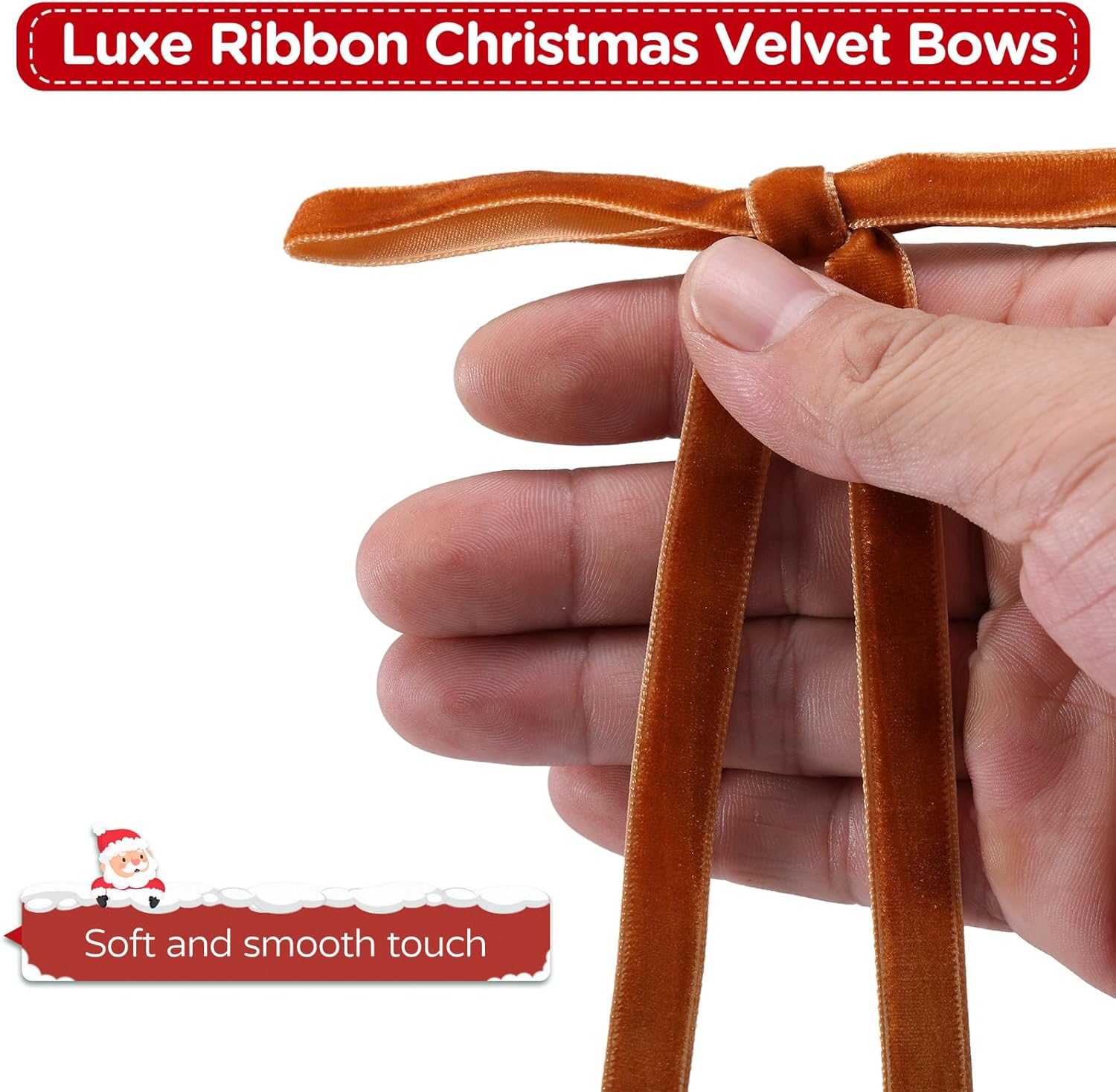 24pcs velvet ribbon bows for christmas tree, christmas wreath bows,vintage rustic ornaments for garland, wreath, gift wrapping, treat bags and diy holiday decorations (5" x 7") camel 5" x 7"