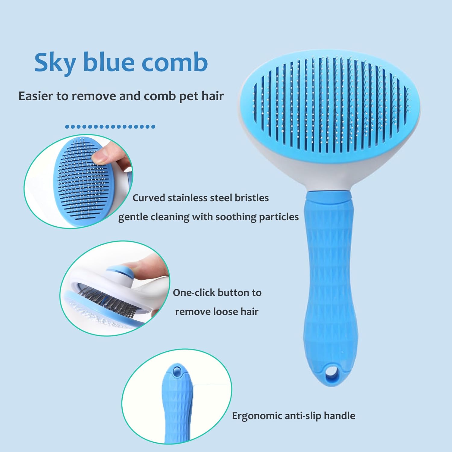 4PCS Dog Grooming Kit, Self-Cleaning Slicker Brush for Shedding & Dematting, Pet Grooming Tools for Dogs & Cats with Comb, Deshedding Brush, Bath Brush & Paw Cleaner, for Short/Long Hair