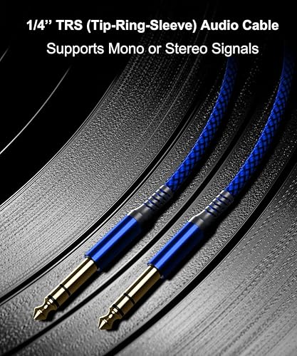 Miniatura 12 de Elebase Cable TRS para instrumento de 1/4 de pulgada, paquete de 2 unidades de 10 pies, cable recto de interconexión de audio estéreo macho de 0.250