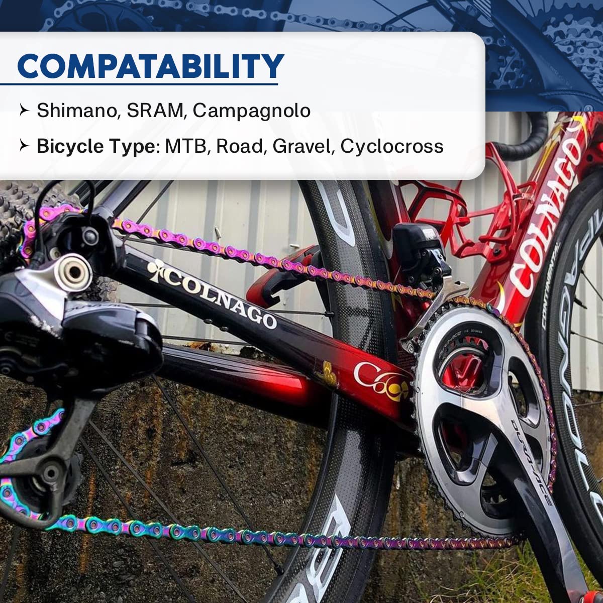 KMC X10 10-Speed X-Series Bicycle Chain | Compatible with Shimano, SRAM, Campagnolo and All Major Systems | Aurora