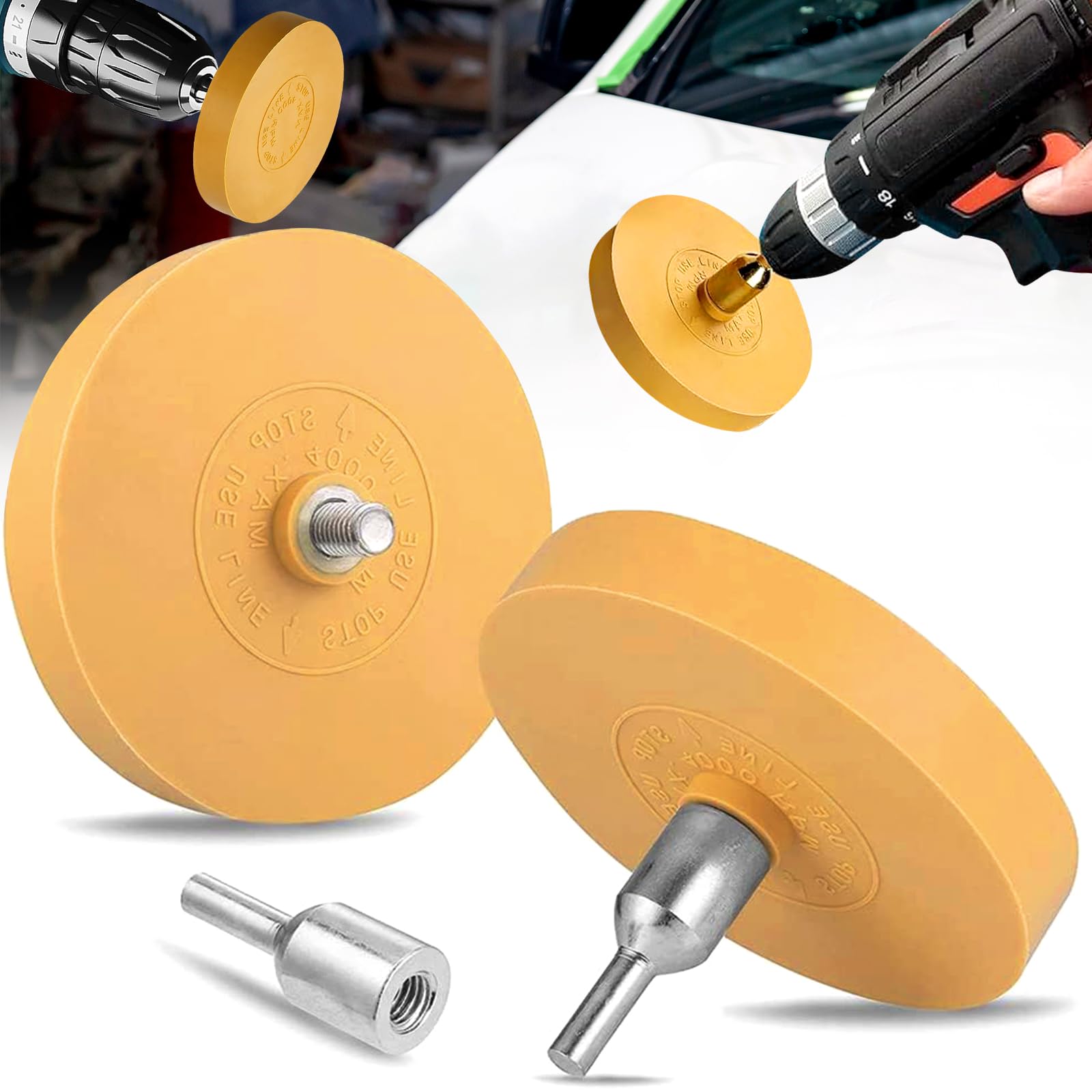 2 Piezas Borrador Calcomanía Removedor de Coche, Removedor de Vinilo Ruedas, Disco para Eliminar Adhesivos, Disco para Eliminar de la carrocería (88mm)