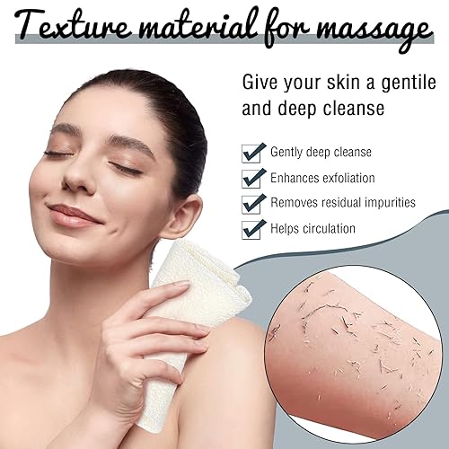 Exfoliating Back Scrubber Towel - 2 Pack Nylon Body Washcloth(Gray-white)