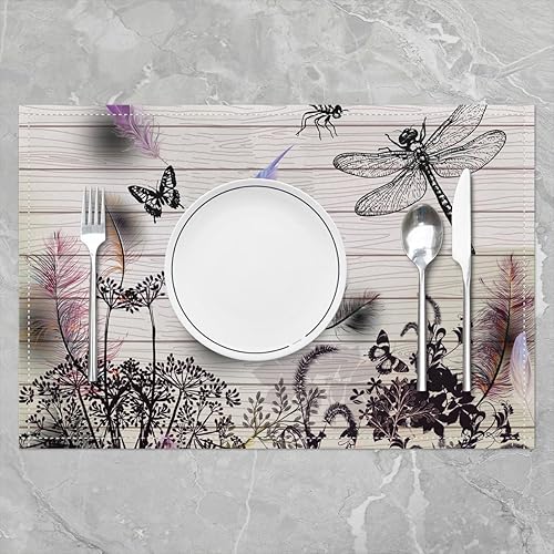 Miniatura 2 de Juego de 4 manteles individuales para mesa de libélula para mujer, manteles individuales para decoración de cocina, cena, interior, de animales,