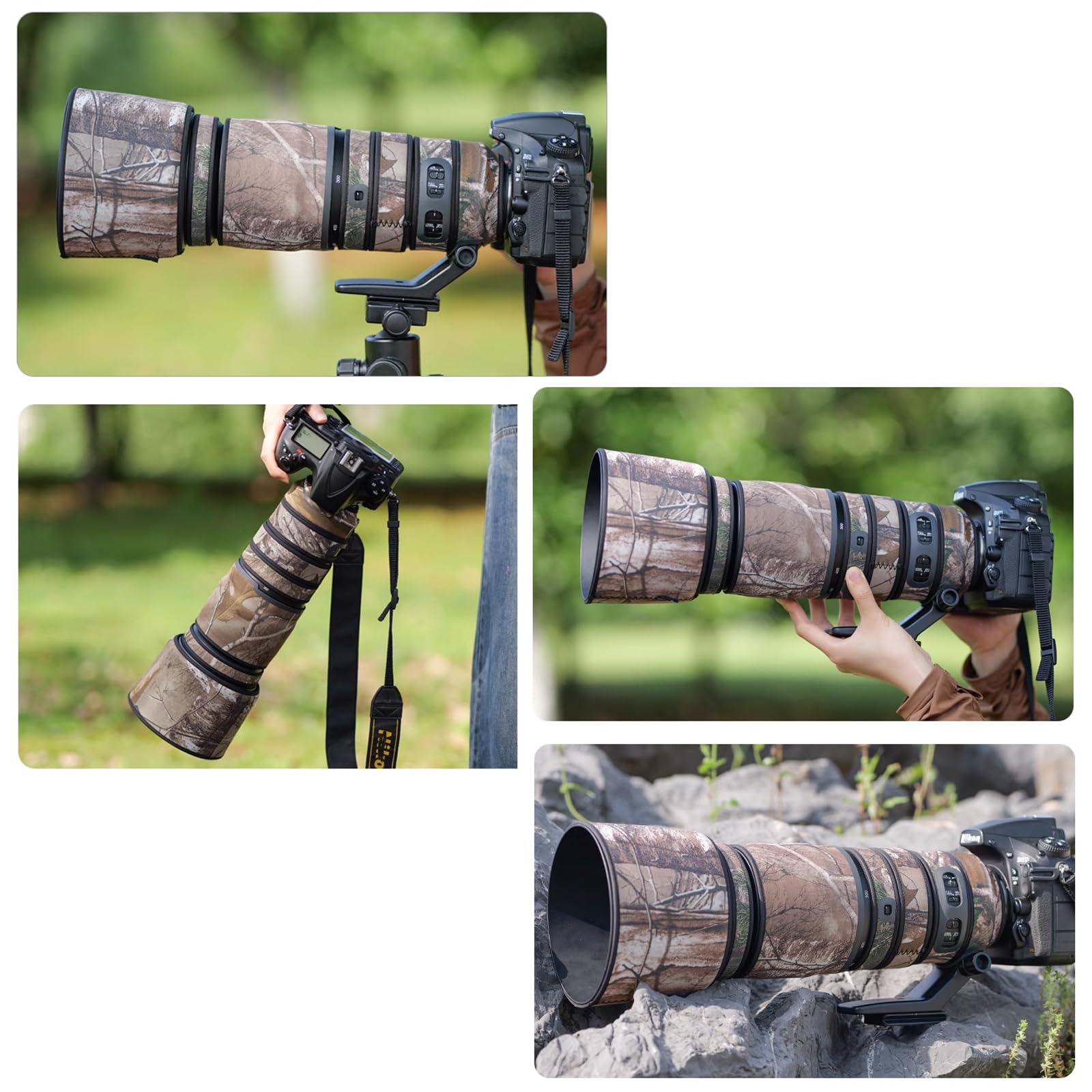 Osłona obiektywu do Nikon AF-S 200-500 mm F/5.6 E ED VR pokrowiec ochronny obiektywu aparatu kamuflażowego (kolor: kamuflaż #zwiędła trawa - wodoodporna) osłona przeciwdeszczowa