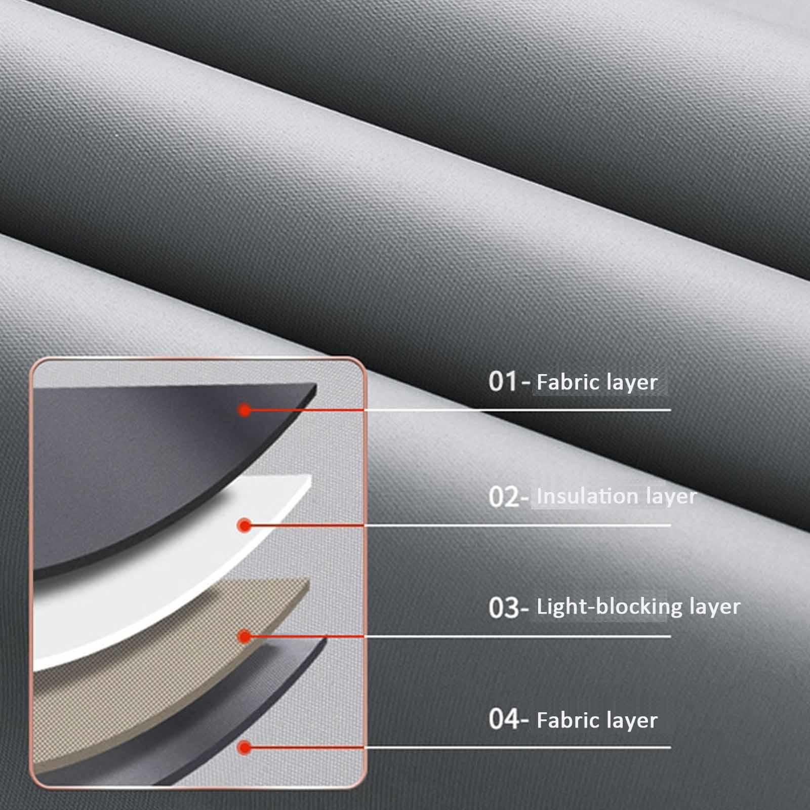 Tenda a rullo oscurante, senza trapano, portatile, leggera, con ventosa, colore grigio, 140 x 200 cm, ideale per uso domestico e ufficio