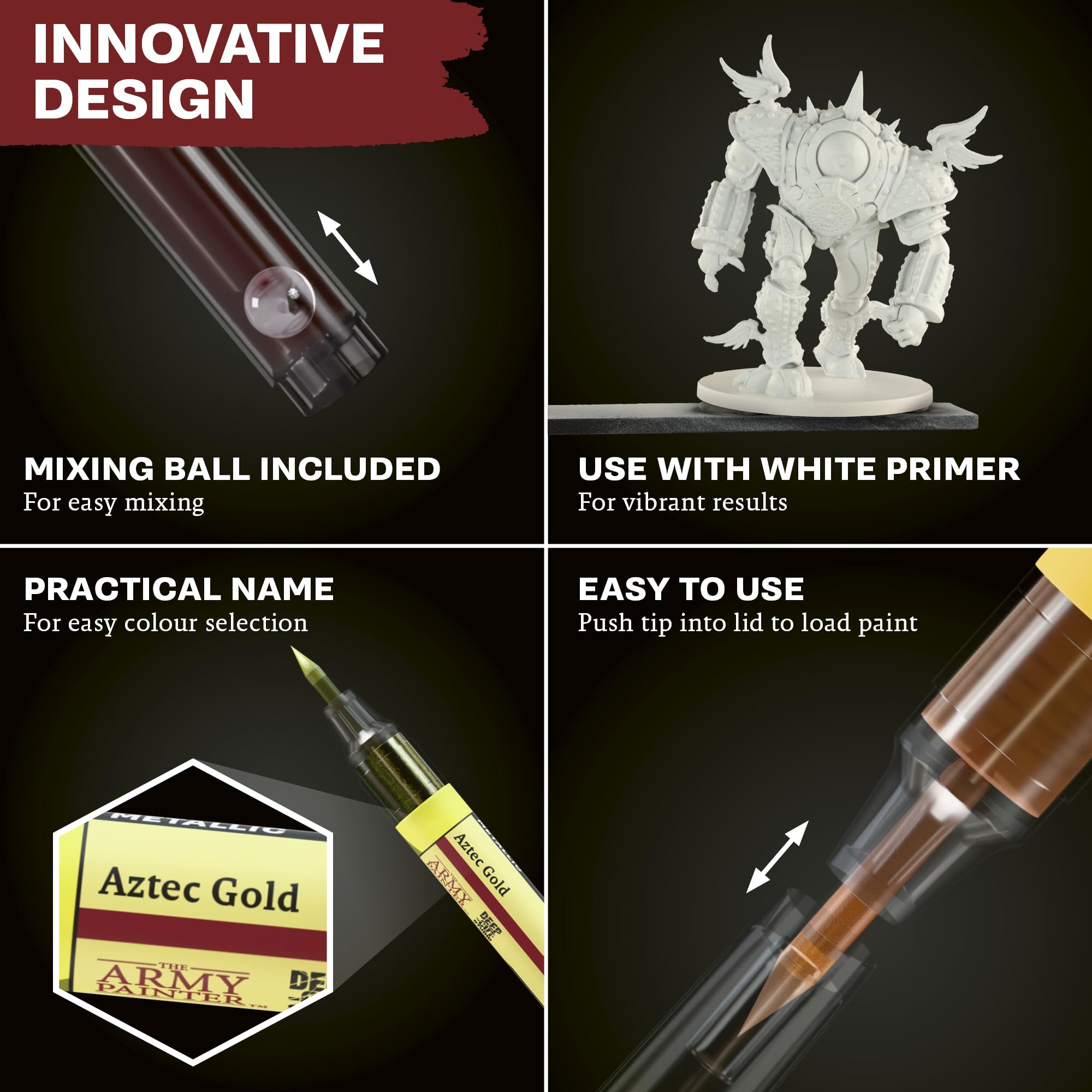 The Army Painter, Speedpaint Metallics Marker Set, 10 x 6 ml | Speedpaint Metallics Marker, colori acrilici a contrasto, per miniature DnD e Warhammer