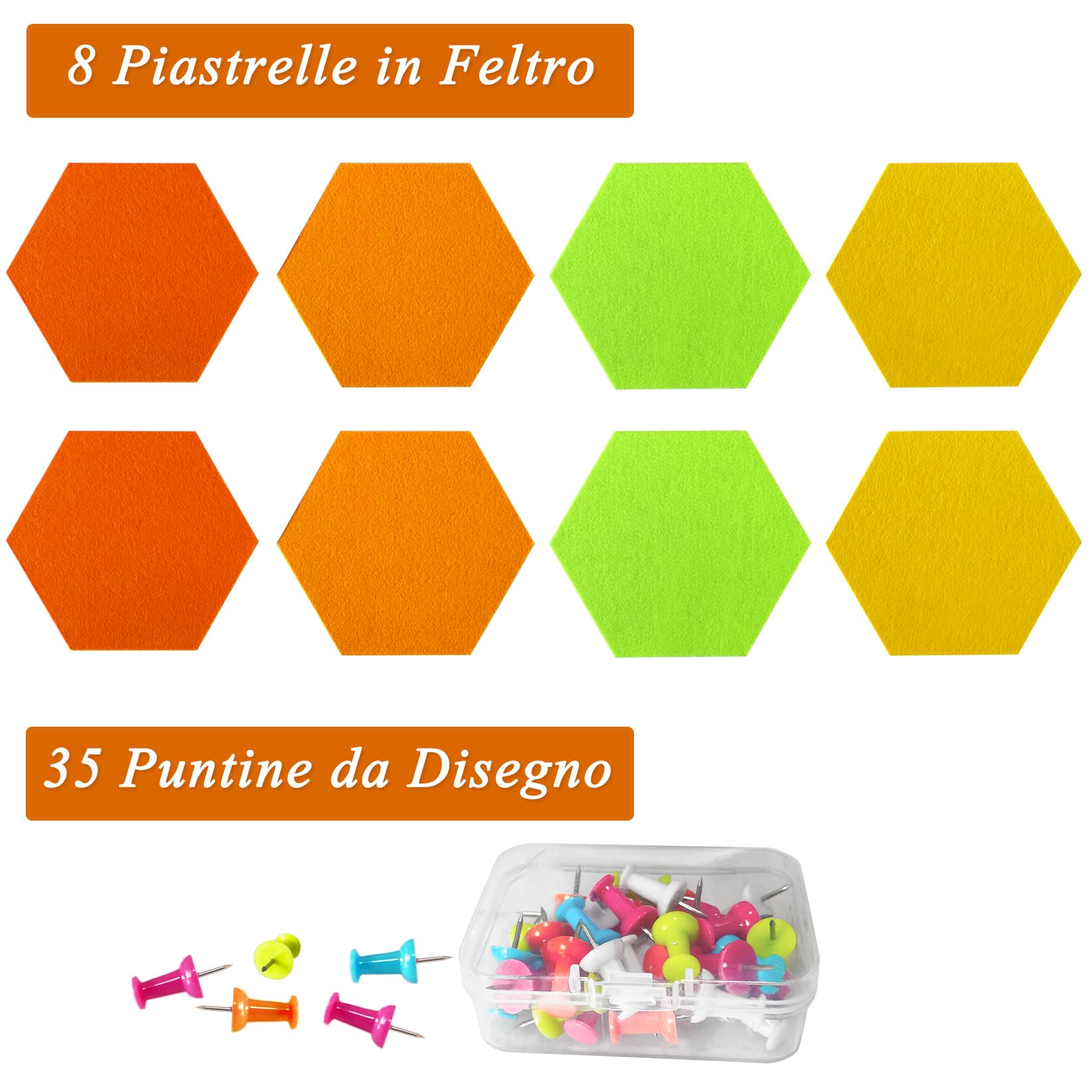 Bacheca In Feltro Autoadesiva Da Parete – 5 Pezzi Da 33x5 Cm, Con 35 Puntine, Per Promemoria E Decorazione Aule E Ufficio