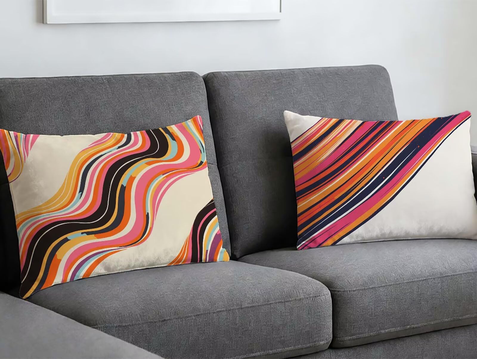 Coussin abstrait en nouveau velours de prestige avec fermeture éclair invisible lot de 2