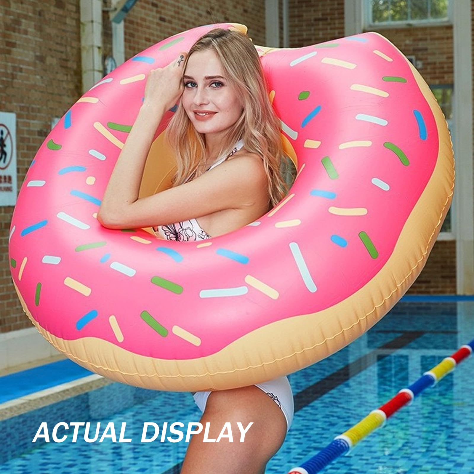 2 PCS Ciambella Gonfiabile Set, 80 CM Gonfiabile Galleggiante Anello da Nuoto Giocattoli Galleggianti per Bambini Adulti Ragazze per Estate in Piscina Spiaggia di Festa Rosa & Marrone